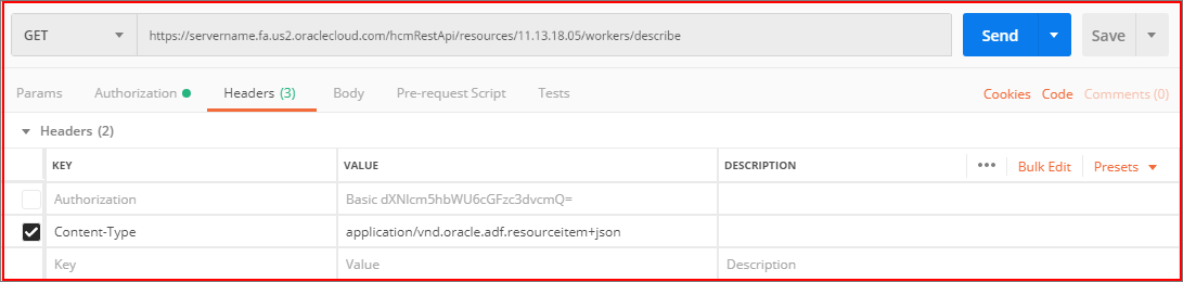 Example of a request in Postman. Example of a request in Postman.