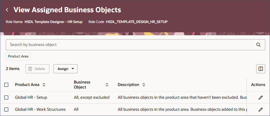 View assigned business objects