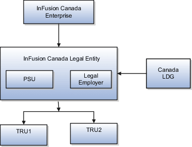 Organization structure having single legal employer and multiple TRUs.