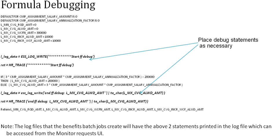 Using Debug statements in formula