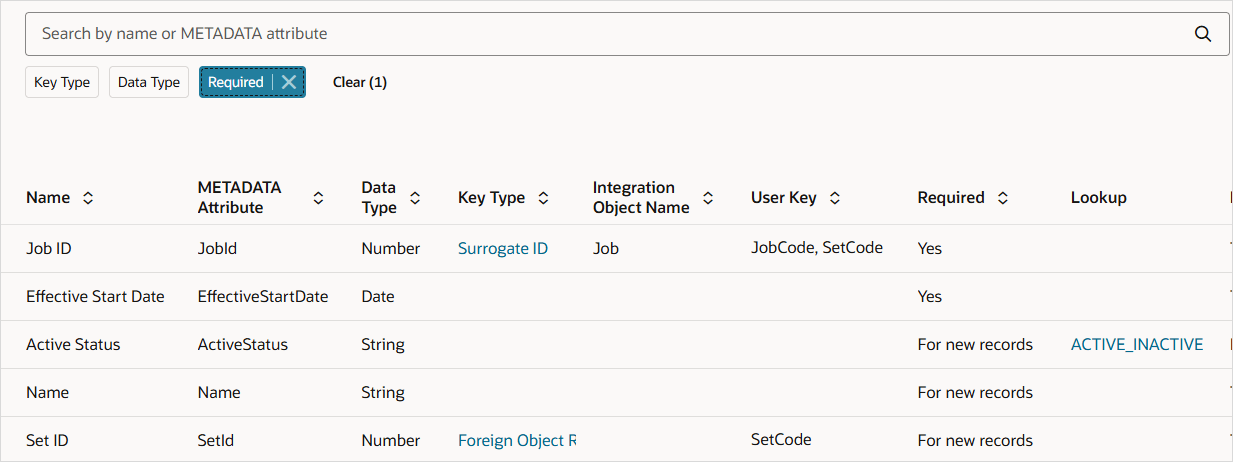 Review the job attribute details