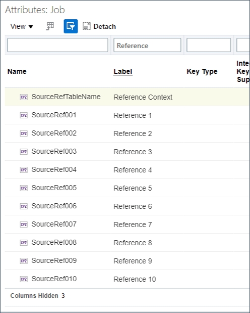 Review the source reference attributes
