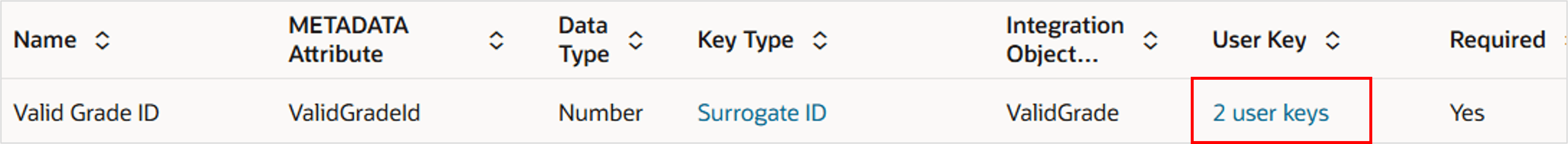 Click the user keys link