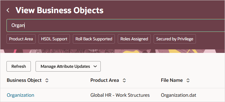 Search for the organizaiton object