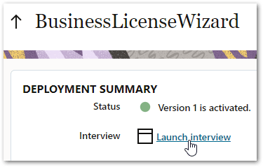 The Interview link for a deployment in Intelligent Advisor Hub
