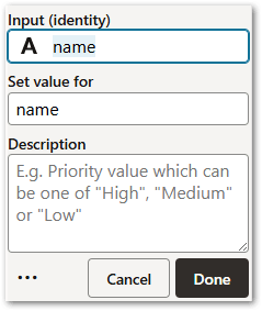 The Input value for the identify property field in a decision service