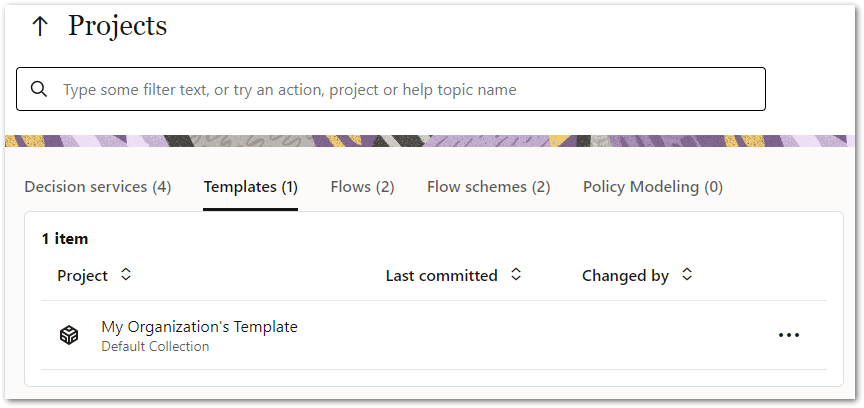 The Projects page in Intelligent Advisor Hub showing the Templates tab