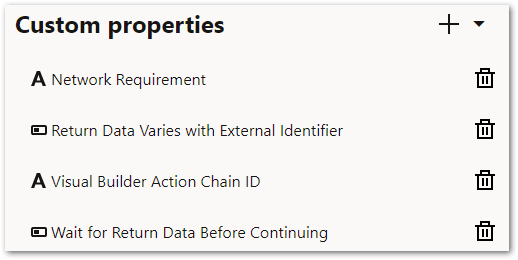 The custom properties for a load B2C Service contact data action in a flow scheme in Intelligent Advisor Hub