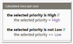 A rule in a flow project showing a reference field compared to a specific record
