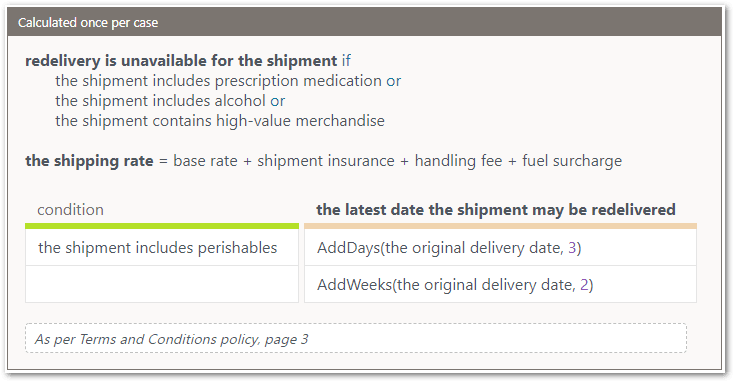 A rule block in a decision service project containing rules, comment text and blank lines