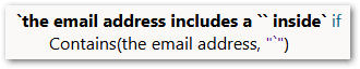 A boolean rule in a decision service showing the use of double backticks around a field name containing a backtick