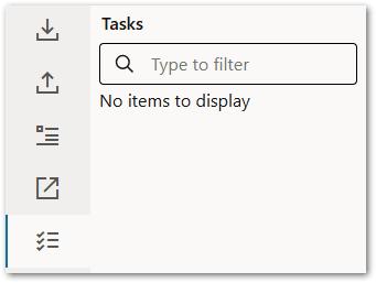 The Tasks list in a decision service project showing no tasks