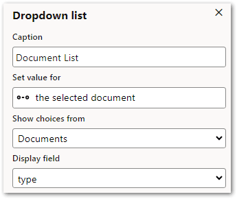  An input in a flow project that collects 'the selected document', a type of primary record list