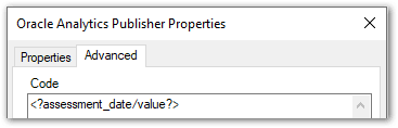 Customized field coded on Advanced tab in the BI Publisher Properties dialog