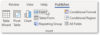 Field button on BI Publisher ribbon