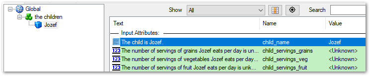 Data view in Debugger showing identifying attribute for entity instance