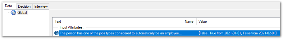 Data view in Debugger showing change point values for an attribute