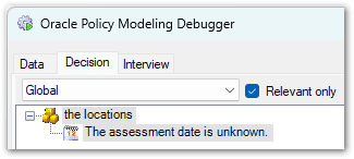 Debugger Decision tab for unknown containment relationship