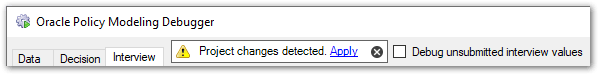 Notification in the Debugger that project changes have been detected