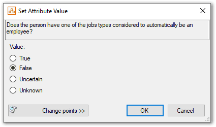 Set Attribute Value dialog showing initial value for attribute