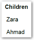 A generated form showing entity values inserted