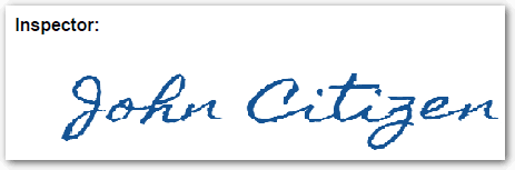 A generated form showing signature inserted