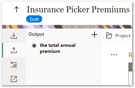 The output contract for the Insurance Picker Premiums decision service in Intelligent Advisor Hub