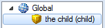 Data tab in Oracle Policy Modeling showing the named entity "the child (child)" in entity list