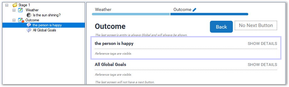 Image of the screen layout view on the Interview tab in Policy Modeling, showing an explanation added to an interview screen