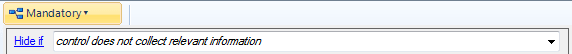 The control state drop-down window showing the setting Hide If not relevant