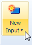 Image of the New Input button on the Policy Modeling Interview tab Command bar