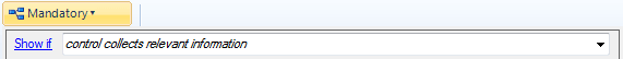 The control state drop-down window showing the setting Show If relevant