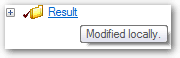 Image from a collaborative Policy Modeling project of an item which has been modified locally, showing the Modified locally icon and tooltip