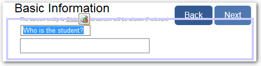 Screen layout view showing editable question text
