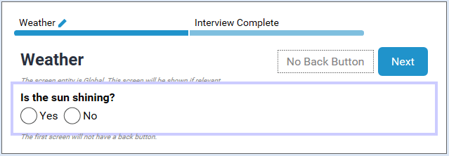 Image of the screen layout view on the Interview tab in Policy Modeling showing a new input added to the screen
