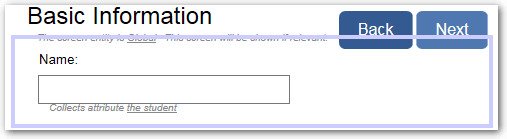 Screen layout view showing customized question text