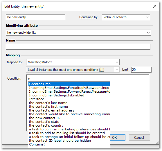 The Edit Entity dialog in Policy Modeling showing the assistance provided when writing filters