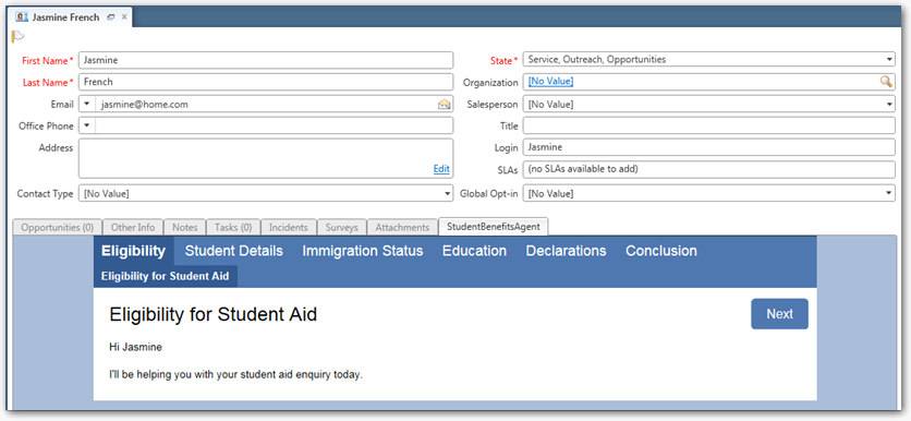 Multi-channel interview customized for Agent Desktop users