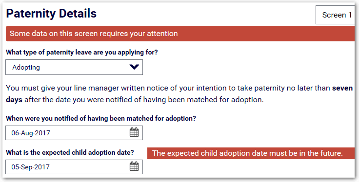 A error shown using label text next to question text
