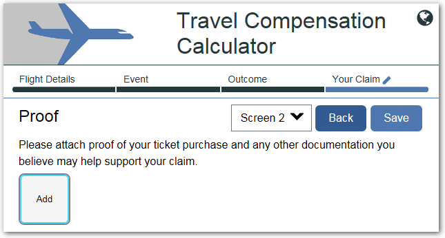 Interview screen in Web Determinations showing appearance of an upload control