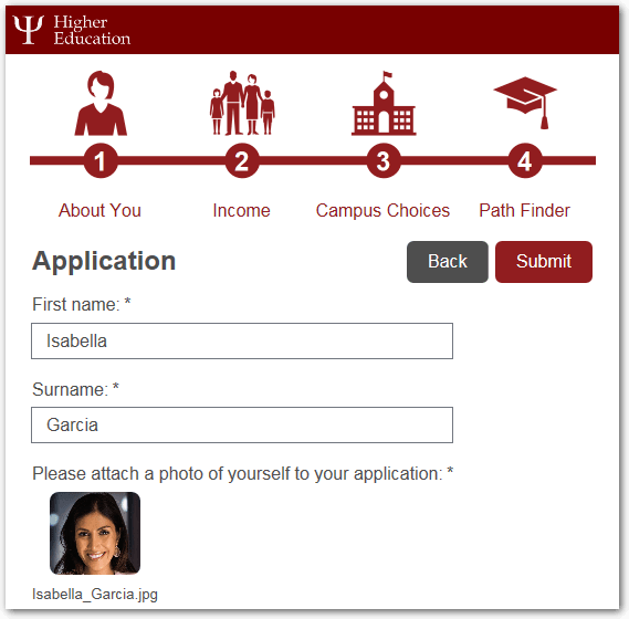 Interview screen showing an uploaded image