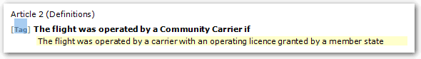 A tag that has been added to a conclusion in a Word rule.