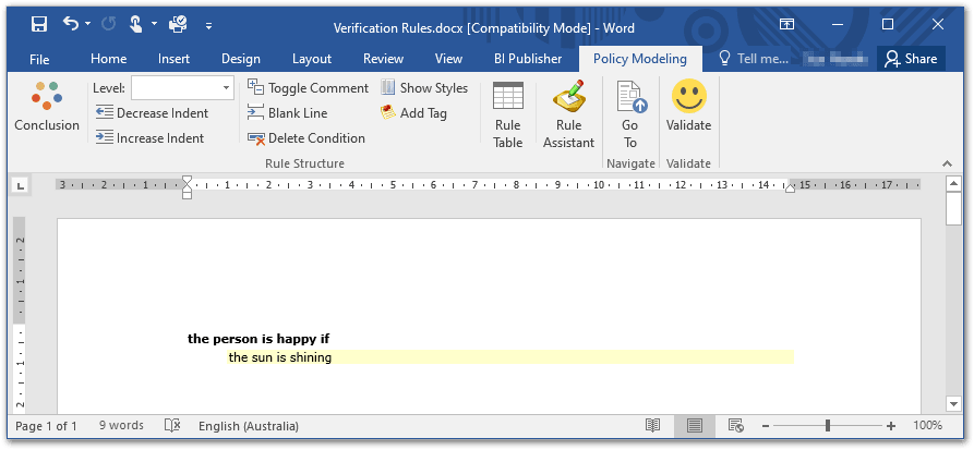 A simple rule in Microsoft Word