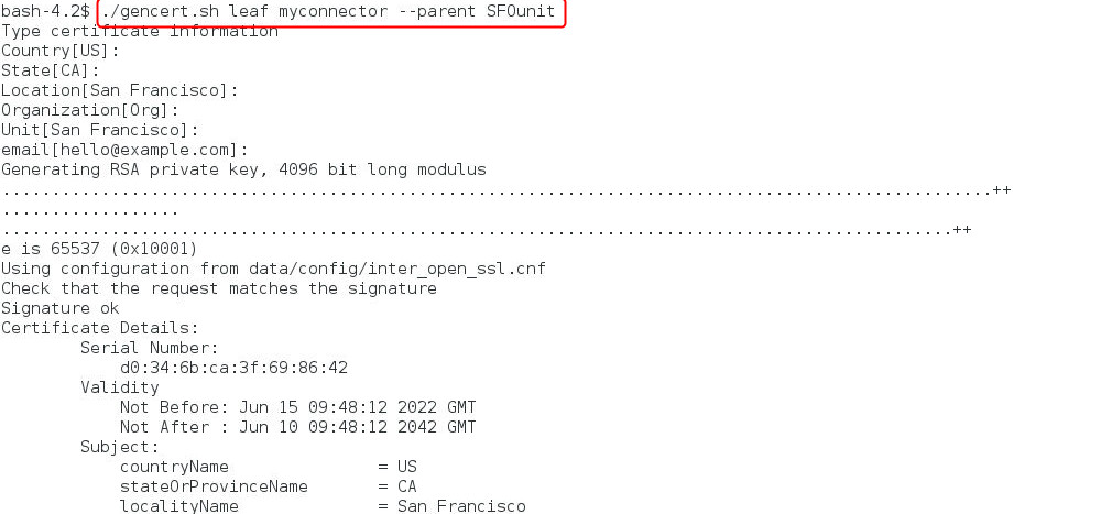 Use gencert utility to generate leaf certificate