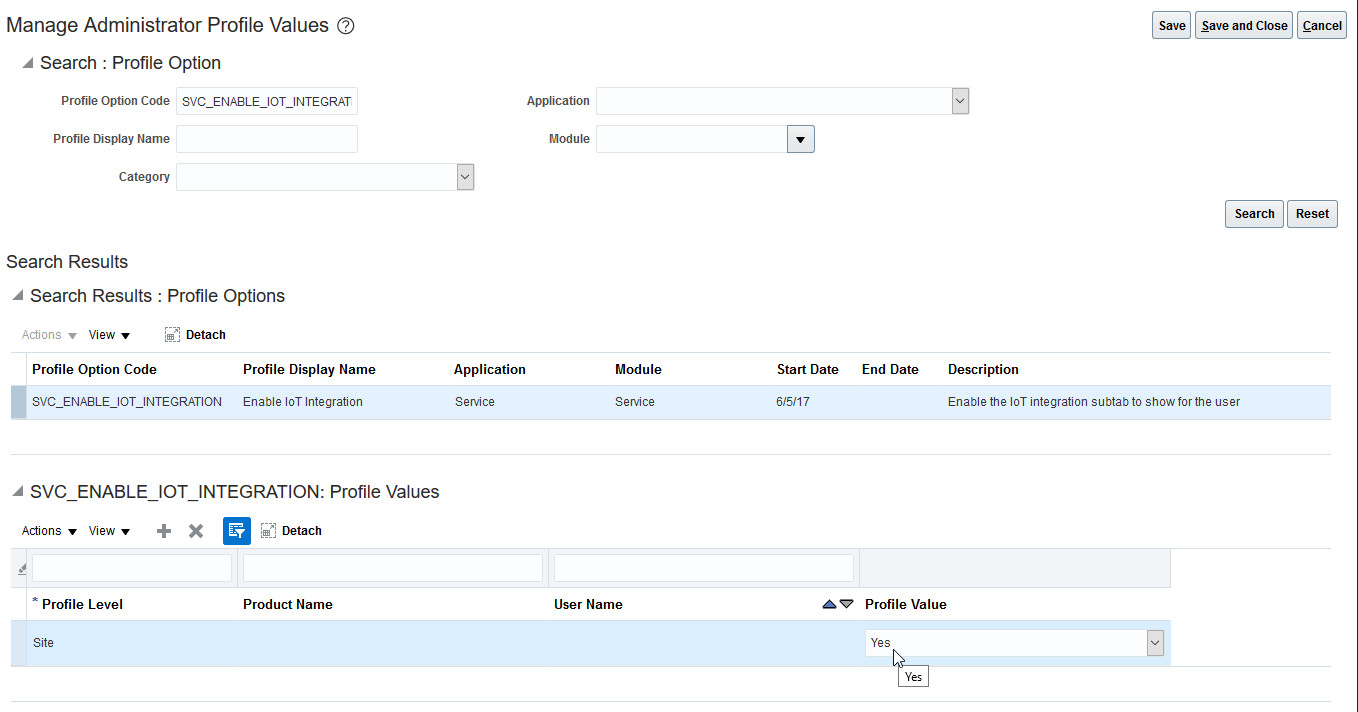 Manage Administrator Profile Values Page