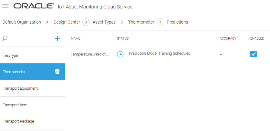 Predictions page showing scheduled prediction model training