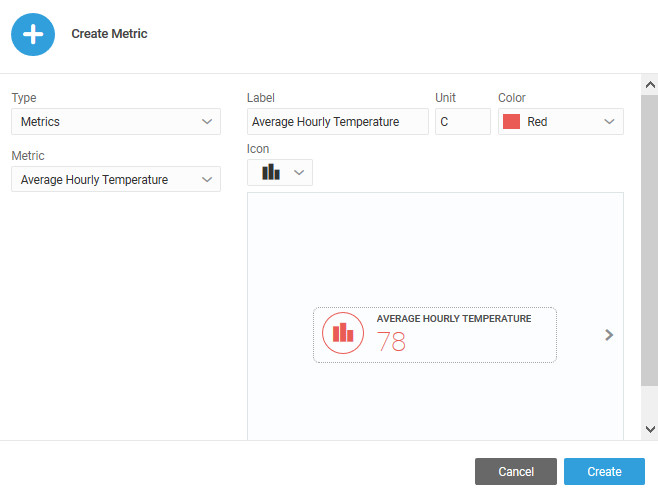 Create Metric dialog