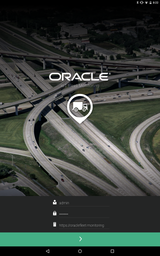 Oracle IoT Fleet Monitoring Mobile Application Welcome Screen