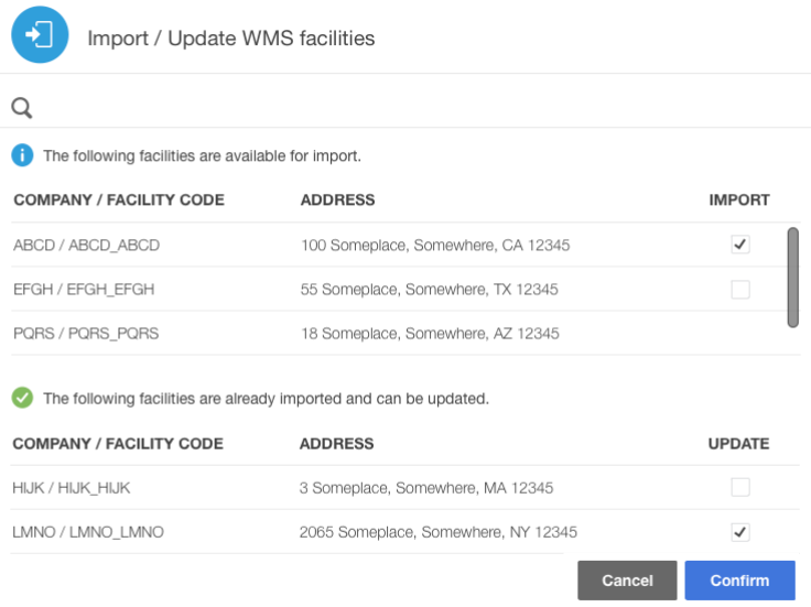 Import Update Facilities Page