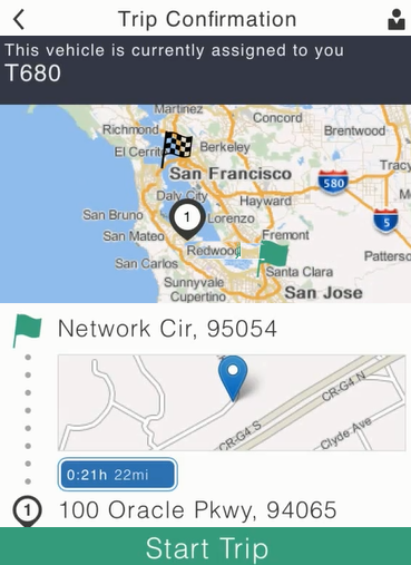 Trip Confirmation screen
